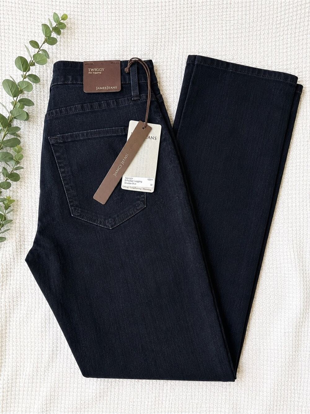 NWT James Jeans Twiggy 5-Pocket Legging Jeans Shadow Blue Black Wash 32 Skinny